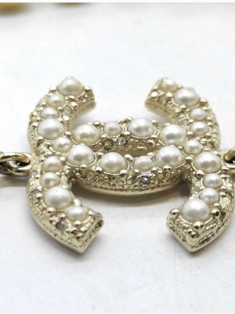 CHANEL F16V Coco 100th Anniversary Pearl Crystal CC Necklace 100% Authentic - Picture 5 of 13